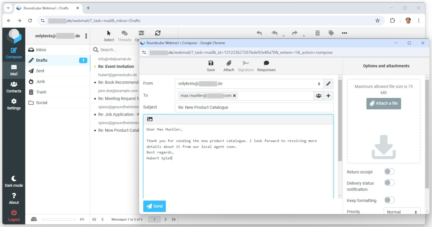 Agent creates Draft Mail