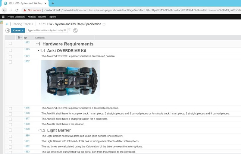 Spezifikationsmodul in einem DOORS Next Projekt