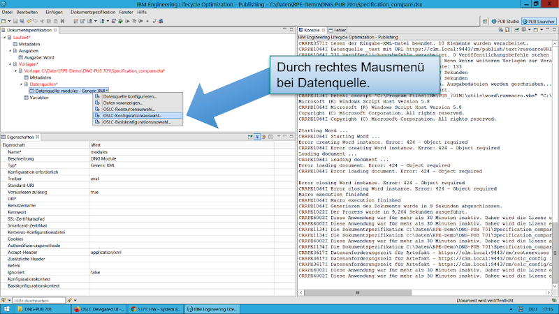 Launcher: OSLC-Konfigurationsauswahl