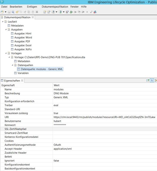 Auswahl der Datenquellen-URI