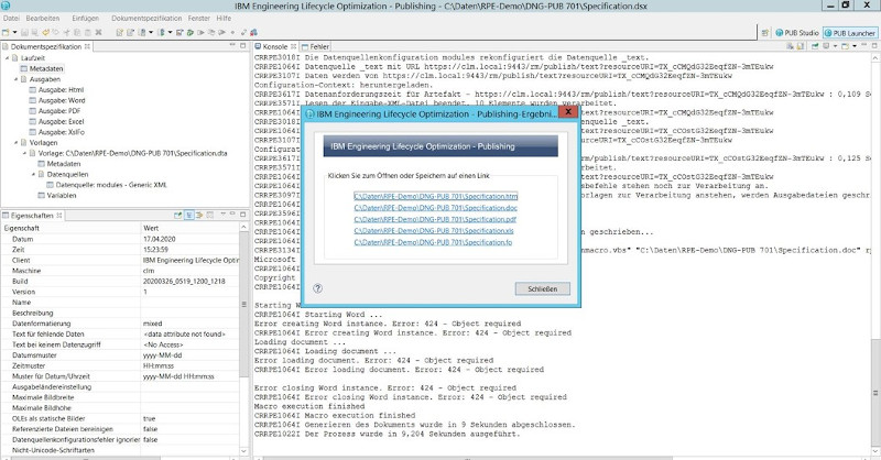Abschluss der Dokumentengenerierung
